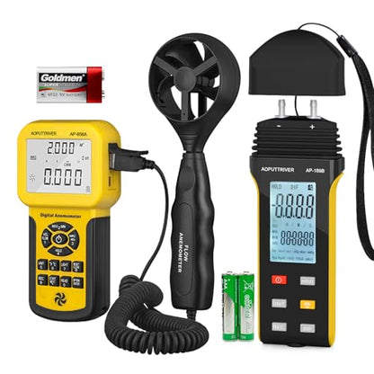 2Packs Pro HVAC Anemometer AP-856A & AP-189B Digital Manometer