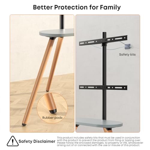 Easel TV-Stand for 43-65‘‘ TVs - Tripod, Swivel, Portable, Black Walnut - color: Black