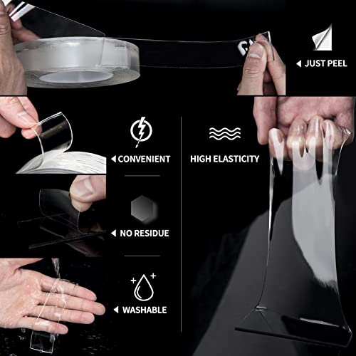 Art3d Traceless Double-Sided Foam Tape, 1/24" x 1" x 10', 1 Roll, Crystal - size: 1/24" x 1" x 10'