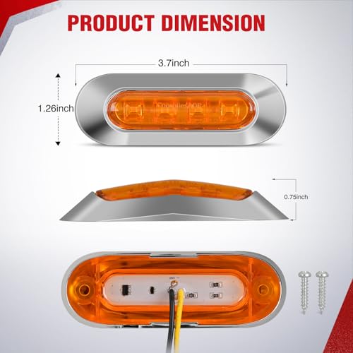 Nilight 3.7" Amber Red Oval Side Marker Light, 4 LED IP68 Waterproof - color: Amber Red 3.7" 20Pcs