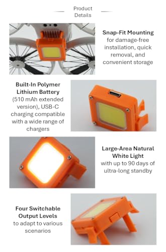 Flip Multifunction Night Flight Light Accessory, 900LM High-Brightness LED Light for DJI Flip Drone, Adjustable Angle, High/Low/Strobe Modes, Up to 120 Min Runtime, Premium LED Beads