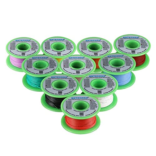 BNTECHGO 26 AWG Silicone Wire Kit 10 Color Each 25ft Stranded Tinned Copper - size: 10 Colors Each 25ft, style: 26 AWG silicone wire