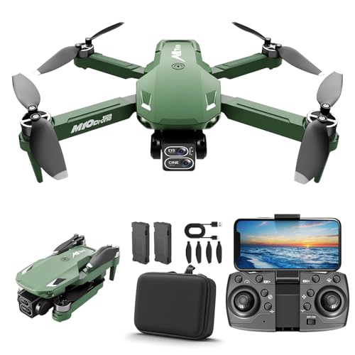 Drones with Camera for Adults 2k One-Key Take Off/Landing FPV RC Drone with Camera for Beginners Headless Mode, 3 Speeds, 360° Flip, 2 Batteries Mini Drone for Beginners Green - color: Green