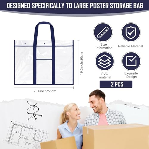 Windyun 2 Pack Bulletin Board Storage Bag 20" X 30", Poster Holder, Blue - color: Blue, size: 20" X 30"