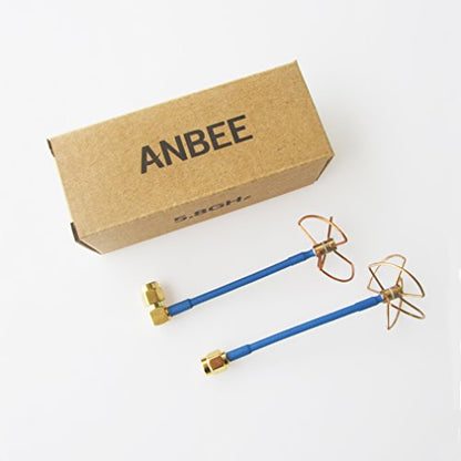 Anbee 2pcs FPV 5.8Ghz Circular Polarized Clover Leaf Antenna High Gain 5.8g Aerial Set RP-SMA Male Plug