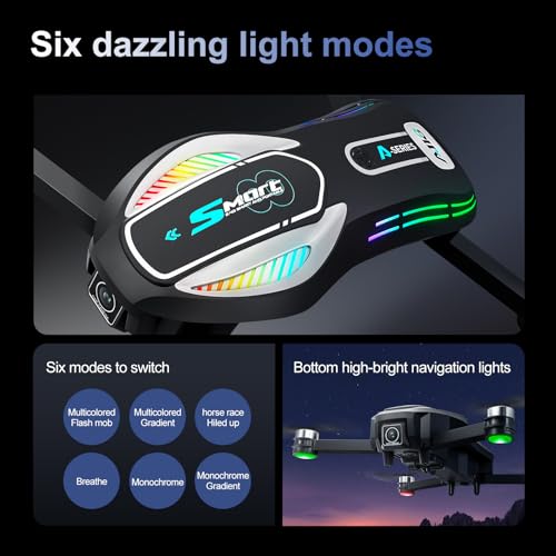Long Flight FPV Drone with Screen Remote Control, Foldable Dual Camera RC Quadcopter with Electric Adjustable Lens, Optical Flow Hover, Intelligent Obstacle Avoidance, 50X Zoom, Gesture & Face Capture, 2 Batteries Drone for Beginners Adults
