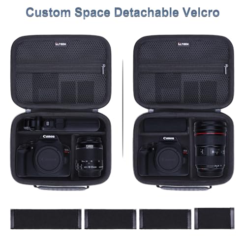 L LTGEM Hard Camera Case Compatible with Canon EOS Rebel T7, R50, R6 Mark II, R100, DSLR SLR Cameras, Lenses, and Tripods, Camera Travel Bag, Featuring 4 Dividers and a Shoulder Strap, Blue - color: Blue