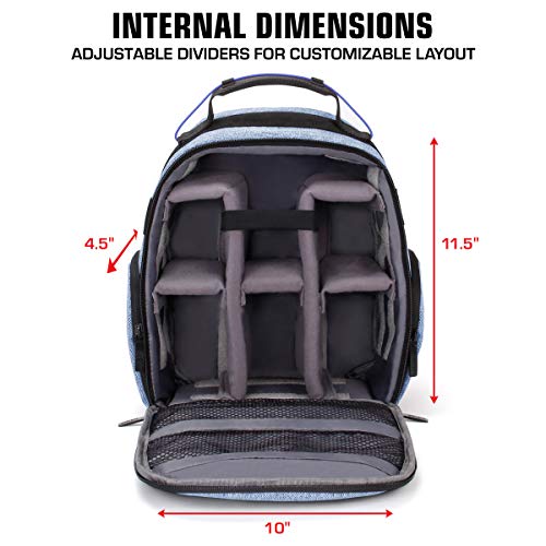 USA Gear Compact Drone Backpack - RC Quadcopter Drone Case Fits DJI Mini 4K, DJI Mini 3, AVIALOGIC, Controller & more Compact Quadcopters - Customizable Interior, Weather Resistant Exterior (Blue) - color: Blue