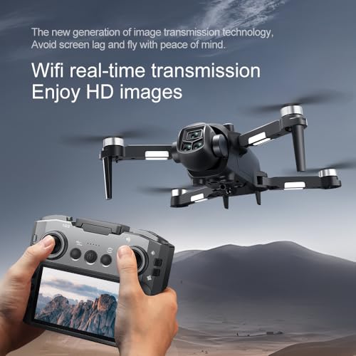 Drones with Camera for Adults, Brushless Motor Large HD Screen Remote Control, Lightweight Under 250g Foldable Professional Drone for Beginner, V156 Max Mini Quadcopter with 2 Batteries & Storage Bag (Black)