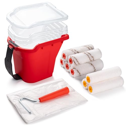 Mister Rui Paint Roller 4 Inch, 14 Pack Small Paint Brush and Roller Kit