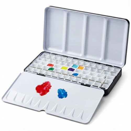 DUGATO Large Empty Watercolor Palette Tin with Lid, Holds 63 Half Pans - size: Large