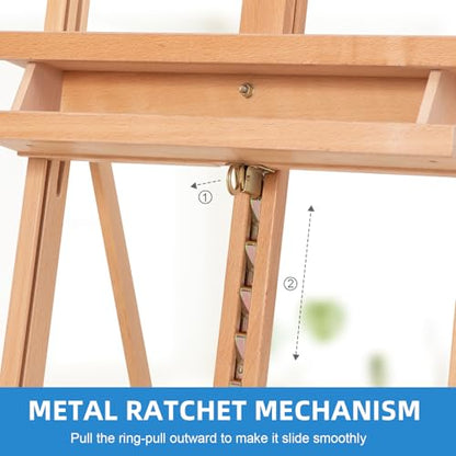 Falling in Art Large H-Frame Studio Artist Easel, Holds up to 51'', Natural - style: Natural