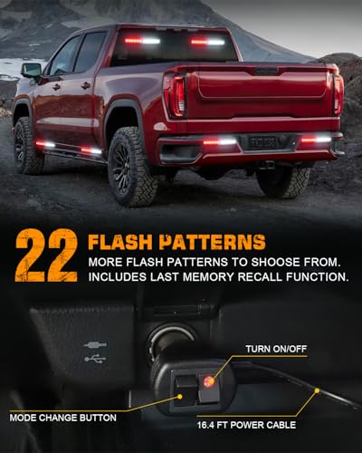 XRIDONSEN 2x 10.7 inch Red White Emergency Lights 24 LED Strobe Light Bar - color: Red/White