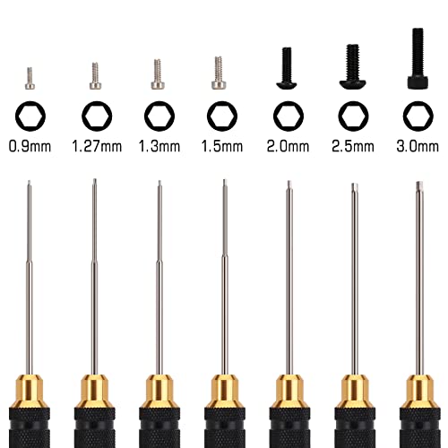 INJORA 7PCS 0.9/1.27/1.3/1.5/2/2.5/3mm Hex Screwdriver HSS RC Tool Kit