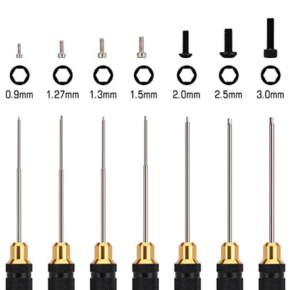 INJORA 7PCS 0.9/1.27/1.3/1.5/2/2.5/3mm Hex Screwdriver HSS RC Tool Kit