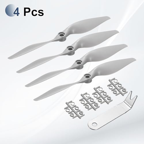 MECCANIXITY 7x5 Inch RC Propellers, 2-Vane Blades Prop Replacements Gray High Speed Propeller with Adapter Rings & Prop Wrench for RC Airplane Drones, Pack of 4 - size: 7" x 5"