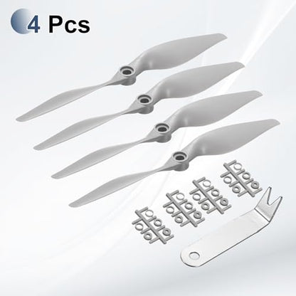 MECCANIXITY 7x5 Inch RC Propellers, 2-Vane Blades Prop Replacements Gray High Speed Propeller with Adapter Rings & Prop Wrench for RC Airplane Drones, Pack of 2 - size: 7" x 5"