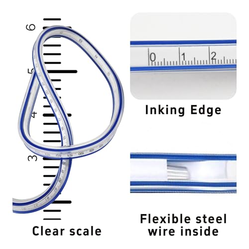 24 Inch Flexible Curve Ruler Graduated Rulers with Inking Edge, Double Side Scale Ruler for Drawing, Pattern Making, Engineering, and Stencil Work - style: 24 Inch