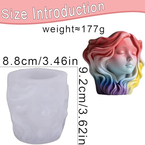 3D Face Resin Casting Molds, Head Planter Silicone Molds for Epoxy - color: Woman Resin Mold