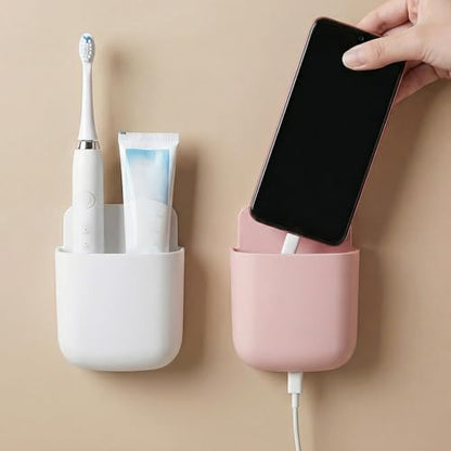 Remote Holder Wall Mount -TV Remote Control Holder Organizer, Multi-Purpose Organizer Box for sitting room, 2-Pack(White + Pink) - color: White and pink