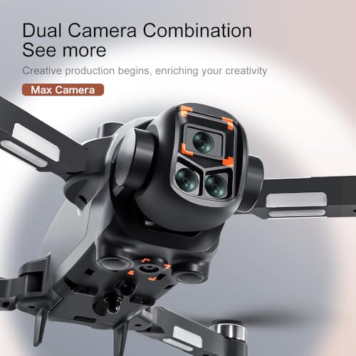 Drones with Camera for Adults, Brushless Motor Large HD Screen Remote Control, Lightweight Under 250g Foldable Professional Drone for Beginner, V156 Max Mini Quadcopter with 2 Batteries & Storage Bag (Black)
