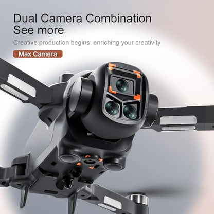 Drones with Camera for Adults, Brushless Motor Large HD Screen Remote Control, Lightweight Under 250g Foldable Professional Drone for Beginner, V156 Max Mini Quadcopter with 2 Batteries & Storage Bag (Black)