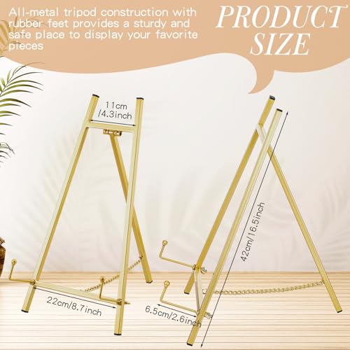 Leinuosen 1 Pcs Metal Tabletop Easel Stand, Tripod Display, Gold - color: Gold