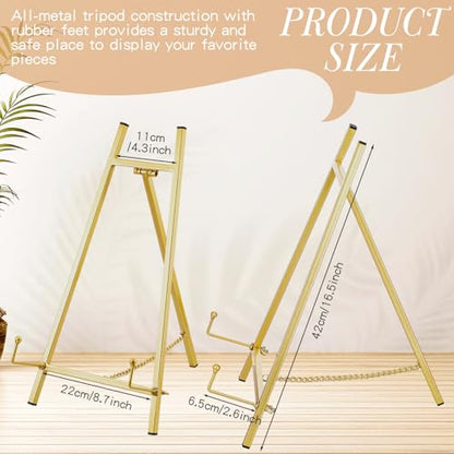 Leinuosen 1 Pcs Metal Tabletop Easel Stand, Tripod Display, Gold - color: Gold