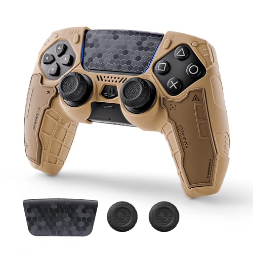 GeekShare G.S.TAC Tactical PS5 Controller Skin Set: Non-Slip Silicone Cover Compatible with PS5 Wireless Controller, 2 Thumb Grips & 2 Stickers, Compatible with Monster Hunter Wilds (Desert Yellow) - color: Desert Yellow