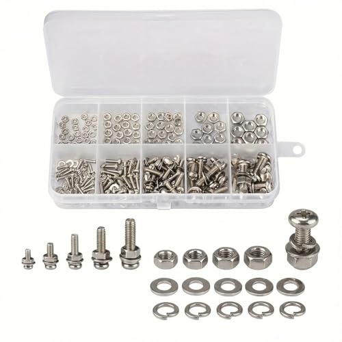 320pcs Stainless Steel Hex Nut and Bolt Set, Metric M2 M2.5 M3 M4 M5 Hardware Assortment, Universal Screw Kit for Electronics and DIY Repair