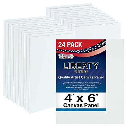 U.S. Art Supply 4 X 6 Inch Art Canvas Board Panels 24 Pack - 8 Ounce - size: 4" x 6"