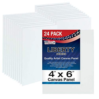 U.S. Art Supply 4 X 6 Inch Art Canvas Board Panels 24 Pack - 8 Ounce - size: 4" x 6"