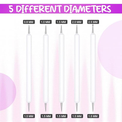 Ashmacdo 20 Pcs Dotting Tools for Painting,Ball Embossing Tool Tracing Stylus for Transfer Paper Drawing Nail Art - color: White