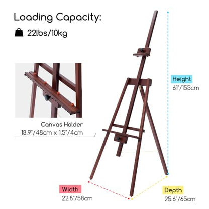 MEEDEN Wooden Easel Stand for Display: Holds Canvas up to 43" Art Easels - color: Deep Walnut