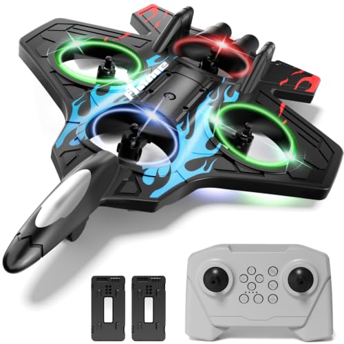 4DRC Foam RC Planes Remote Control Airplanes for Kids Adults, RC Airplane Fighter Jet with Light, 360° Flip Fighter Jet Toys, Stunt Roll, Airplane Toy Gifts for Kids Boys - color: Red-2 Batteries