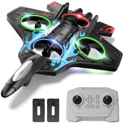 4DRC Foam RC Planes Remote Control Airplanes for Kids Adults, RC Airplane Fighter Jet with Light, 360° Flip Fighter Jet Toys, Stunt Roll, Airplane Toy Gifts for Kids Boys - color: Red-2 Batteries