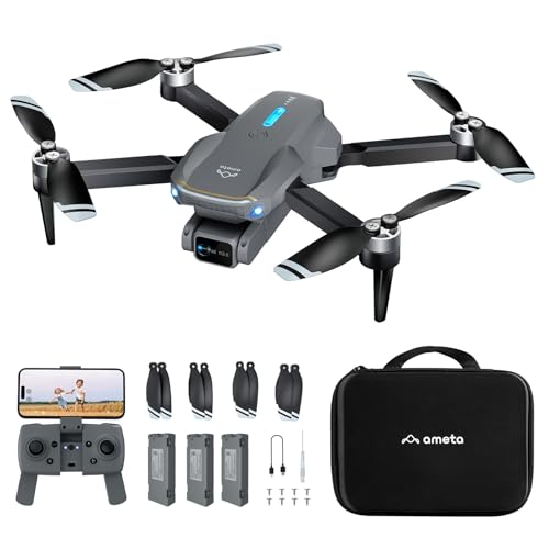 Ameta Drones with Camera for Adults 4k UHD, S20 Lite Brushless Motor FPV Foldable RC Drones for Adults Kids Beginners with 54 Mins Long Flight, Altitude Hold, Headless Mode, Circle Fly, 360° Flips
