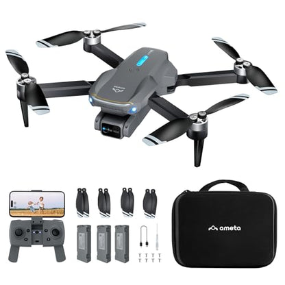 Ameta Drones with Camera for Adults 4k UHD, S20 Lite Brushless Motor FPV Foldable RC Drones for Adults Kids Beginners with 54 Mins Long Flight, Altitude Hold, Headless Mode, Circle Fly, 360° Flips