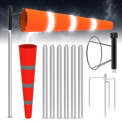 Tredre Airport Windsock Pole Kit with Swivel, 2 Wind Socks 8 x 36 in