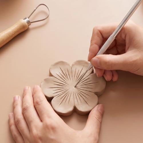 8 PCS Modeling Clay Sculpting Tools Set, Clay Tools Double-Sided, Pottery Trimming Tool Polymer Wire Loop Sculpture Set with Wooden Handle for Ceramic Wax Carving Modeling DIY