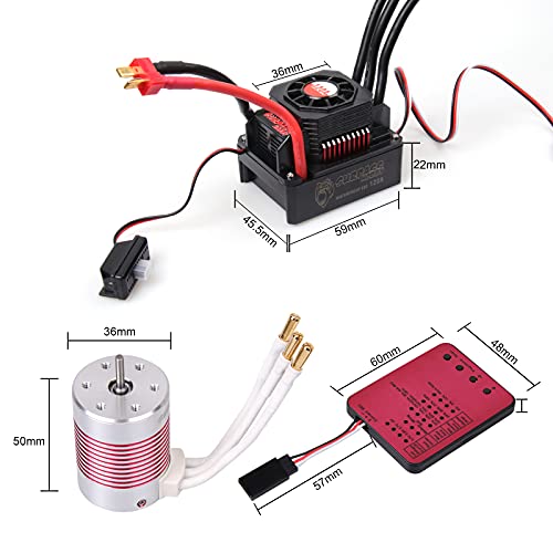RC Car 1:10 Scale 3650 5200KV Brushless Motor & 120A ESC & Programming Card - color: Red（motor+120A esc+programmer)