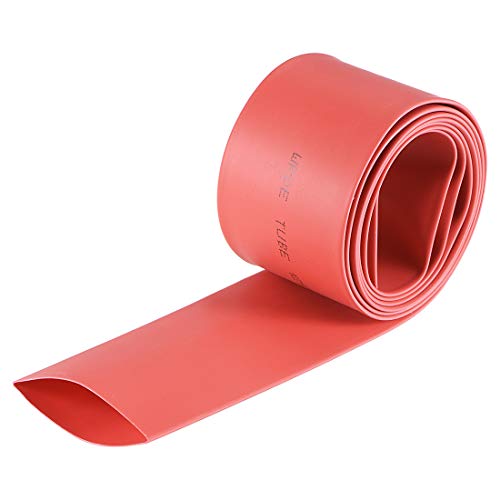 uxcell Heat Shrink Tubing, 1"(25mm) Dia 41mm Flat Width 2:1 Rate Shrinkable Tube Cable Sleeve 1m - Red - color: Red, size: 25mm