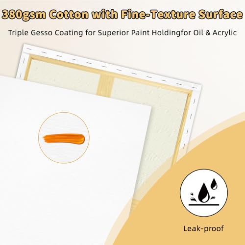 2-Pack 24x36 Stretched Canvas 13.4oz Warp-Resistant for Oil & Acrylic - size: 2pk - 24"x 36"