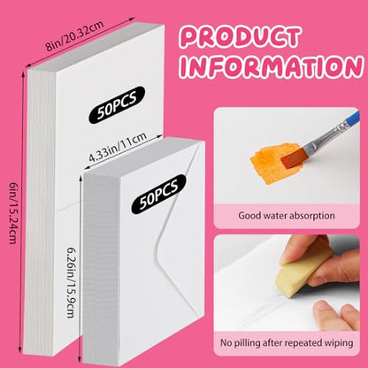 Lunarm Watercolor Cards with Envelopes 4x6in Folded 50 Set, 140lb/300GSM - color: Cards with Envelopes 4 x 6in 50 Set