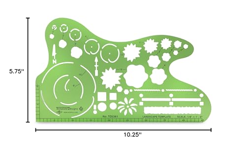 ALVIN, TD5361, Landscape Design Template, Drawing and Drafting Tool for Artists, Architects, Design and Drafting, 1/8 Inches Scale - style: Landscape Temp 1/8In Scale
