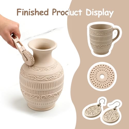 Clay Texture Rollers, 6 Pcs Clay Roller Set for Modeling, Pottery & Craft