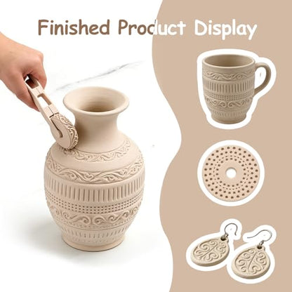 Clay Texture Rollers, 6 Pcs Clay Roller Set for Modeling, Pottery & Craft