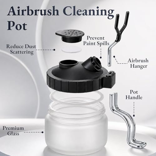 Airbrush Cleaning Kit, 6 Airbrush Cleaners with Glass Cleaning Pot