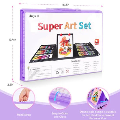 iBayam 251-Pc Art Kit – Easel, Sketchbook, Scratch Paper, Crayons & Pencils - color: Purple