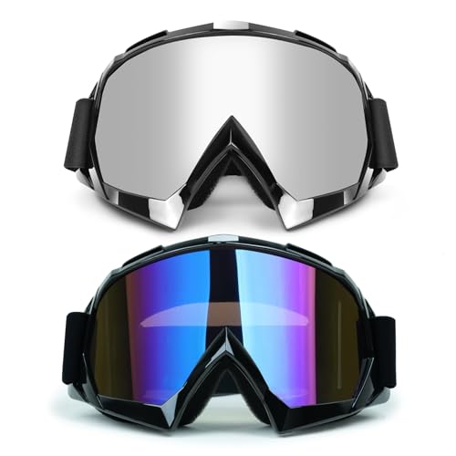 Motorcycle Motocross Goggles for ATV Dirt Bike Riding 2-Pack - color: Color+silver